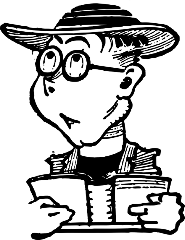 charicature reading book